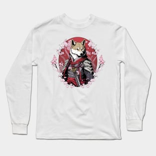 Samurai Dog Among Sakura Tree Long Sleeve T-Shirt